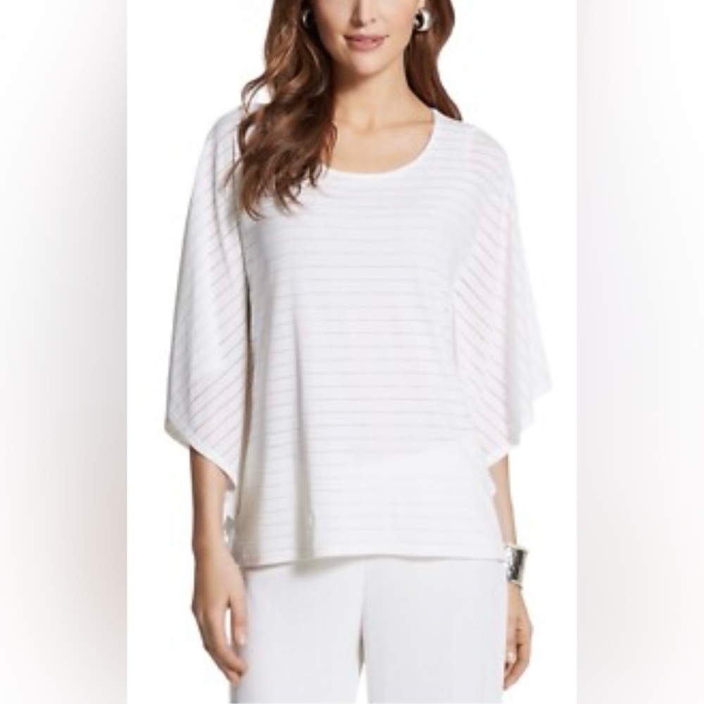 Chico’s Travelers Classic Drop Needle Top in Winter Drift size XL